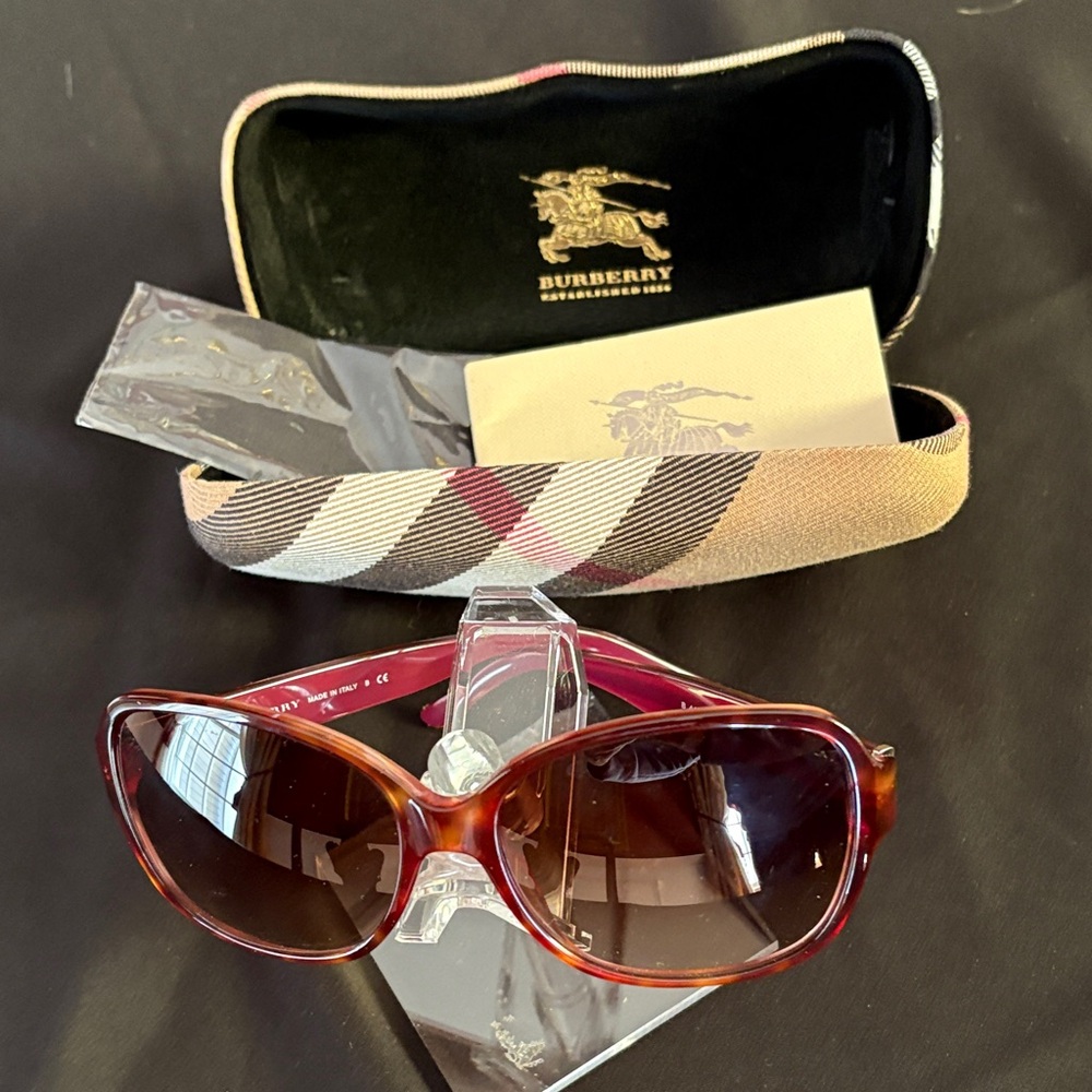New Burberry Women's B4108 3292/13 Havana Red Pink Authentic Sunglasses